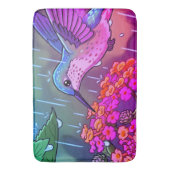 ランタナの花から蜜を飲むハチドリ i バスマット (正面縦)
