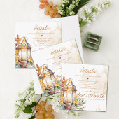 ランタンかわいらしイエローフローラ秋の結婚式詳細 エンクロージャーカード