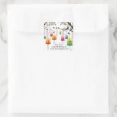 ランタンさくらんぼツリーバード春グリーティング スクエアシール (バッグ)