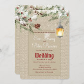 ランタンとグリーンがシンプルな冬のウェディング 案内状 (正面/裏面)