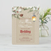 ランタンとグリーンがシンプルな冬のウェディング 案内状 (スタンド正面)