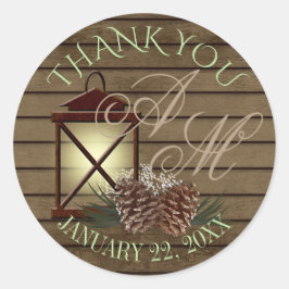 ランタンとパイン冬素朴モノグラム ラウンドシール