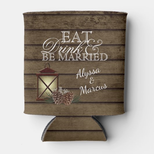 ランタンとピネコーンバーンウッド 缶クーラー (正面)