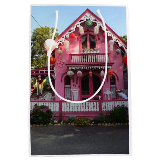 ランタンとピンクジンジャーブレッド – Martha's Vineyard ミディアムペーパーバッグ (正面)