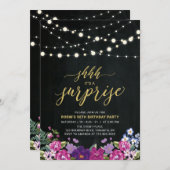 ランタンとブラックボードのサプライズ誕生日パーティー 招待状 (正面/裏面)