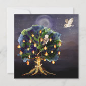 ランタンと月とフクロウの結婚式 Beautiful Tree with Lanterns, Moon セーブザデート (裏面)
