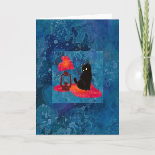 ランタンと猫 カード (正面)