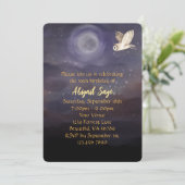 ランタンと美しい木,月,フクロウ誕生日 招待状 (スタンド正面)