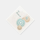 ランタンと装飾が施された幸せなイードムバラク スタンダードカクテルナプキン (角)