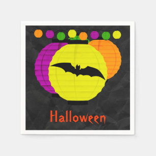 ランタンと黒いコウモリのハロウィン サービエット スタンダードカクテルナプキン