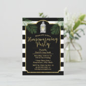 ランタンのモダンのストライプの熱帯引っ越し祝いパーティー 招待状 (スタンド正面)