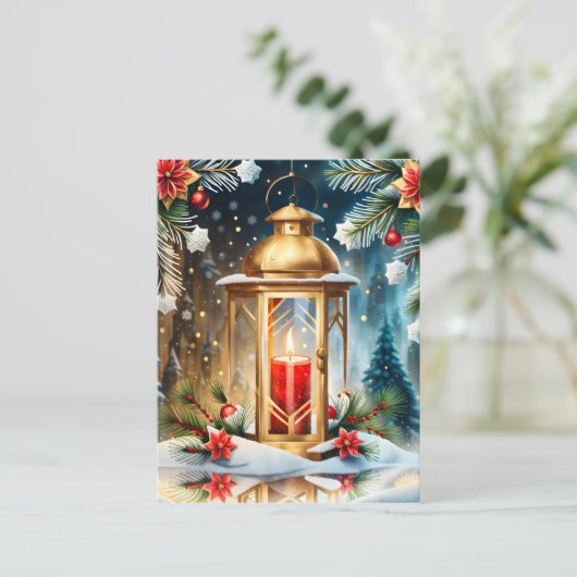 ランタンの繊細なクリスマスは美しいため息だ シーズンポストカード (スタンド正面)