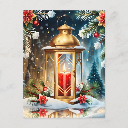ランタンの繊細なクリスマスは美しいため息だ シーズンポストカード (正面)