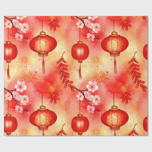 ランタンの輝き、花火の炸裂、そして桜の花びら ラッピングペーパー (フラット)