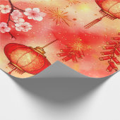 ランタンの輝き、花火の炸裂、そして桜の花びら ラッピングペーパー (角)