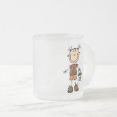 ランタンのTシャツおよびギフトを持つキャンプの女の子 フロストグラスマグカップ (正面右)