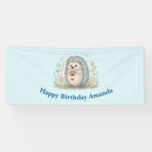 ランタンを持ったかわいいハリネズミの誕生日 横断幕 (横)