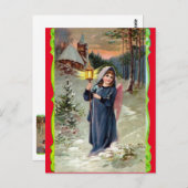 ランタンを持つクリスマス天使 ポストカード (正面/裏面)