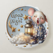 ランタンを持つマウス、Natasha Usコレクション ラウンドクッション (裏面)