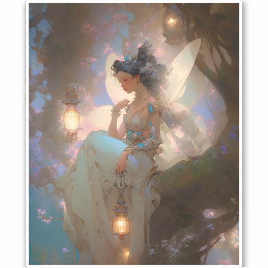 ランタンを持つ妖精 シール (正面)