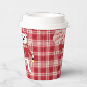 ランタンを持つ漫画の北極グマ |赤い格子  紙コップ (右)