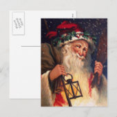 ランタンを持つ父クリスマス シーズンポストカード (正面/裏面)