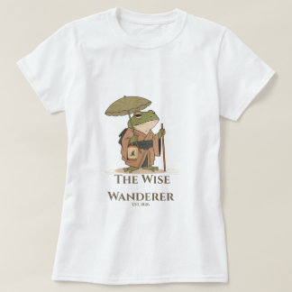 ランタンイラストが可愛い賢い旅するカエル Tシャツ
