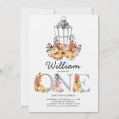 ランタンウォーターカラー秋の第1誕生日 招待状 (正面)