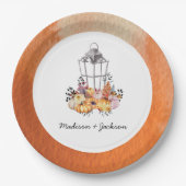 ランタンウォーターカラー秋パーソナライズされた ペーパープレート (正面)