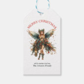 ランタンエレガントのクリスマスを持つ休日の妖精 ギフトタグ (正面)