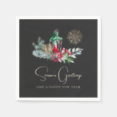 ランタンエレガントミニマモダンリストのクリスマスパーティー スタンダードカクテルナプキン (正面)