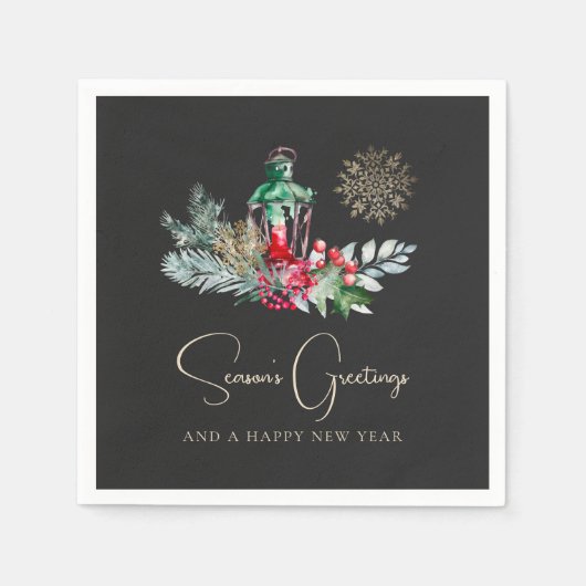ランタンエレガントミニマモダンリストのクリスマスパーティー スタンダードカクテルナプキン (正面)