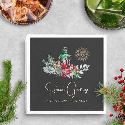 ランタンエレガントミニマモダンリストのクリスマスパーティー スタンダードカクテルナプキン