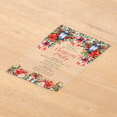 ランタンエレガント |キャンドルフローラクリスマスパーティー アクリル招待状 (レイダウン)