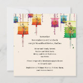 ランタンカラフルさくらんぼツリーバードウェディングシャワー 招待状 (裏面)