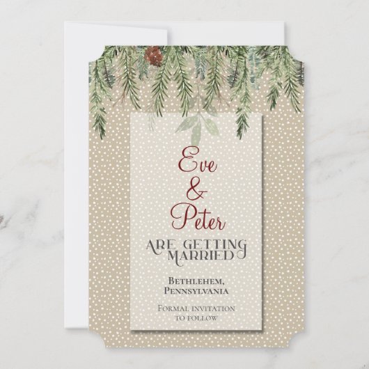 ランタンシンプルの付いた結婚冬 セーブザデート (裏面)