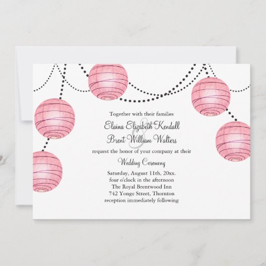 ランタンズインピンク結婚式招待状 招待状 (正面)