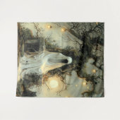 ランタンツリーのハロウィーンの下でささやく タペストリー (正面(横))