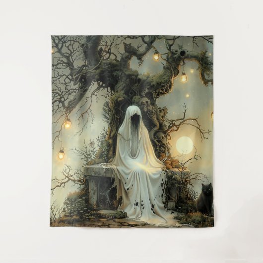ランタンツリーのハロウィーンの下でささやく タペストリー (正面)