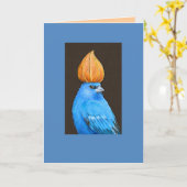 ランタンハットカー中国のドを使用したインディゴバンティング カード (黄色い花)