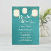 ランタンブライダルシャワーモダンティール（緑がかった色）グリーン 招待状 (スタンド正面)