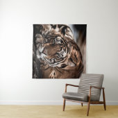 ランタンボア野生の雄の虎ファインアート像 タペストリー (インサイチュ(横))