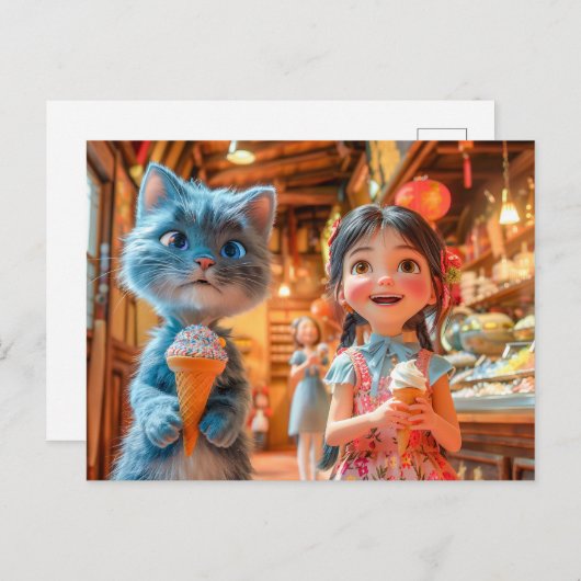 ランタンマーケットでのアイスクリームおもしろい シーズンポストカード (正面/裏面)