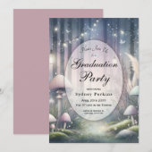 ランタンライトの夢のような魔法の森の卒業式 招待状 (正面/裏面)