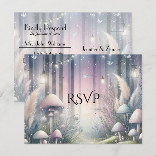 ランタンライトの夢 エンchanted Forestの結婚式 インビテーションポストカード (正面/裏面)