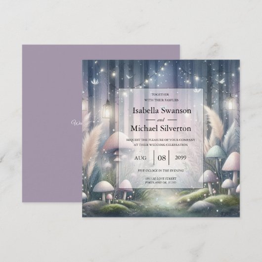 ランタンライトの夢 幻想的な森のウェディング 招待状 (正面/裏面)
