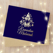 ランタンラグジュアリーゴールドフォイルラマダンムバラクカード 箔シーズンポストカード