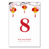 ランタン中国のとさくらんぼの結婚花 テーブルナンバー (裏面)
