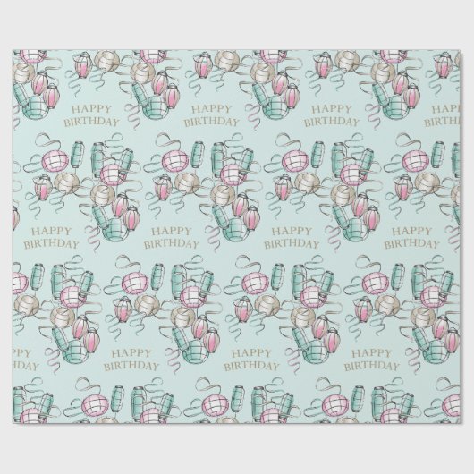 ランタン中国のとリボンをテーマにした ラッピングペーパー (フラット)