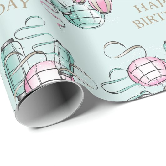 ランタン中国のとリボンをテーマにした ラッピングペーパー (ロールコーナー)